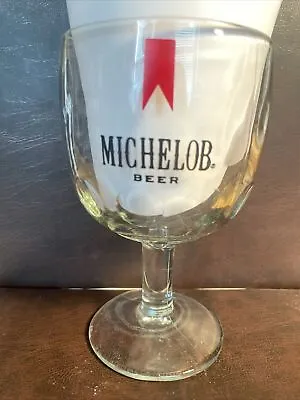 Vintage 1970’s Michelob Beer Goblet Stem Clear Glass Red Logo Thumbprint • $10