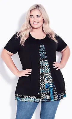 $20 • Buy Avenue By City Chic Womens Plus Size Alexia Overlay Tunic Top Scoop Neck - Blue