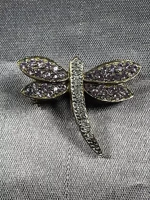 14kt Yellow Gold Dragonfly Brooch Pin Amethyst And Diamond Vintage Jewelry • $175