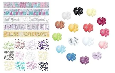 £1.50 • Buy Just Married Party Decorations Banners Balloons Confetti Wedding Decorations