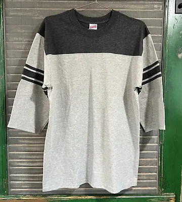 Vtg SOFFE  3/4 Sleeve Baseball Shirt M NWOT Gray Made Blank Customize Vtg Blank • $22.99