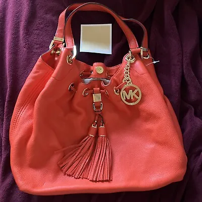Michael Kors Orange Leather Camden Drawstring Shoulder Bag Brand NEW CONDITION • $210