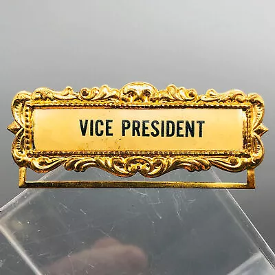 Ribbon Holder Pin Badge Vintage ID Name Tag Button Metal Vice President Brooch • $10.39