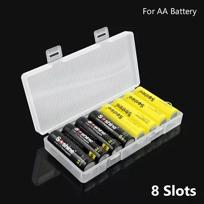 Battery Box Container Transparent Storage Holder Case With Clips AAA AA Battery • $4.99