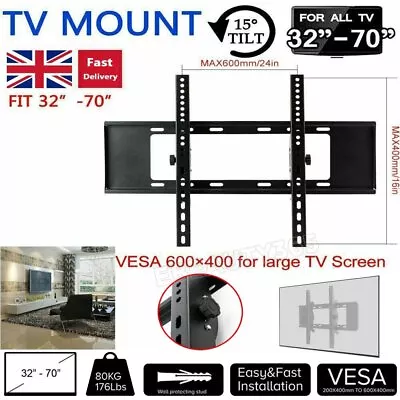 Slim TV Wall Bracket Mount Samsung Hisense Philips 26 32 40 43 49 50 55   Inch • £9.39