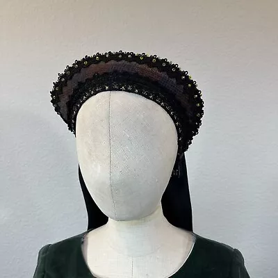 Black Brown Wool Renaissance French Hood Tudor Anne Boleyn Medieval Medici • $21.50