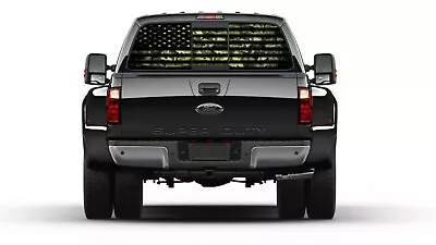 American Flag Camouflage Green Rear Window Perforated Graphic Decal Truck Cars • $50.99