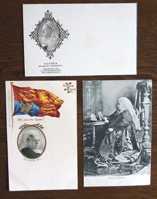 3 X Queen Victoria Postcards (1 Embossed 1900 Tucks 1 Memorial 1 Wrench #Royal • £17