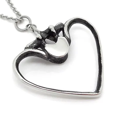 Human Ribs And Vertebra Heart Pendant Necklace Chiropractor Jewelry Charm • $36.75