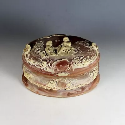 Vintage Incolay Stone Jewelry Box With Children At Play • $195