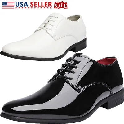 Men's Formal Oxford Dress Loafer Shoes Faux Patent Leather Tuxedo Dress Shoes • $27.54