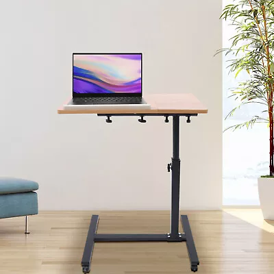 Adjust. Height Laptop Desk Angle Rolling Cart Over Bed Hospital Table Stand • $55