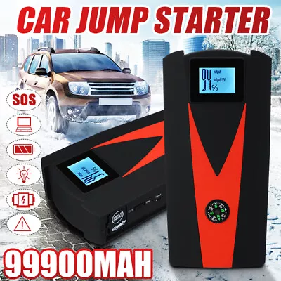 $45.99 • Buy AU Car Jump Starter Kit 99900mAh Power Bank Battery Charger Booster 12V Portable