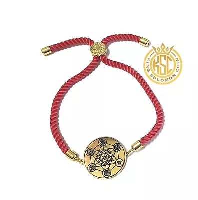 The Metatron's Cube + 72 Names Of God King Solomon Coin Bracelet Red • $26