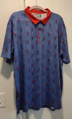 RSVLTS Marvel Spiderman Men's XXXL 3X 3XL Large Golf Polo Shirt Meme Blue Red • $59