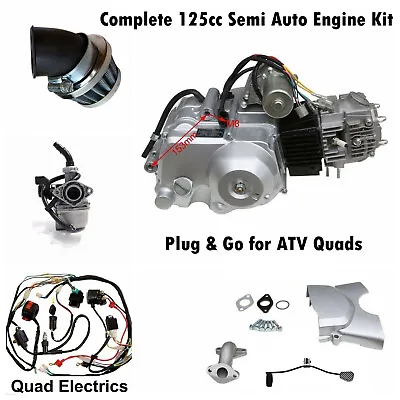 125cc 3+1 Semi Auto 3 Speed Reverse Engine Motor PIT QUAD DIRT BIKE Wire Carby • $399.95