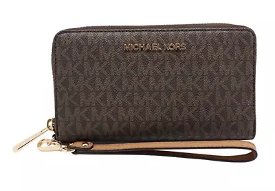 Michael Kors Jet Set Large Phone Wristlet Wallet MK Signature  • $53