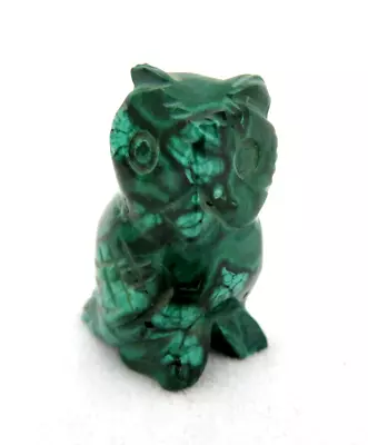Vintage Genuine Green Malachite Carved Owl Figurine • $17.99