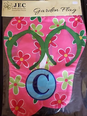 Flip Flop Monogram “C” Garden Flag-Double Sided-Appliquéd-JEC-12.5”X18” • $9.95