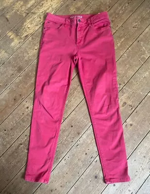 M&s Red Denim Skinny Stretch Denim Jeggings Uk Size 12 Regular • £2.99