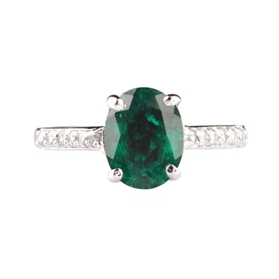 £0.01 • Buy 2.60Ct Oval Shape 100% Natural Zambian Green Emerald Women's Ring In 925 Silver