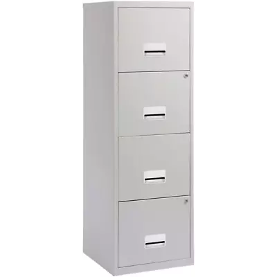 A4 4 Drawer Maxi Tall Filing Cabinet Grey - QUALITY DURABLE STEEL METAL LOCKABLE • £167.99