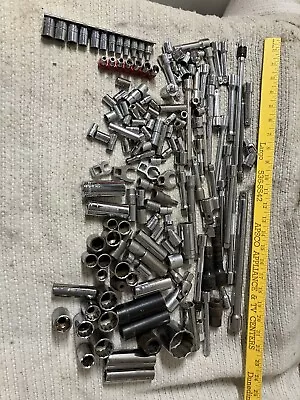 Large Lot 150 + Sockets Extensions Hex Swivel 1/4  3/8” 1/2”Drive SAE / Metric • $20.50