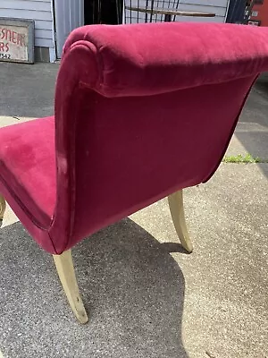 Red Velvet Vintage Slipper Chair Hollywood Regency • $195