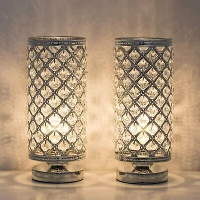 HAITRAL Crystal Lamps - Modern Bedside Desk Lamps Set Of 2/Small Nightstand Lamp • $34.19
