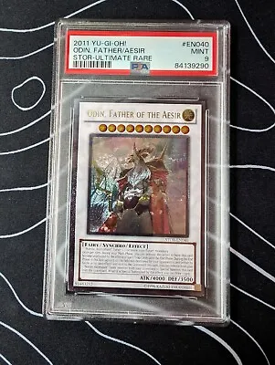 Yu-Gi-Oh! PSA 9 Odin Father Of The Aesir - Ultimate Rare - STOR-EN040 - Mint • £109.99