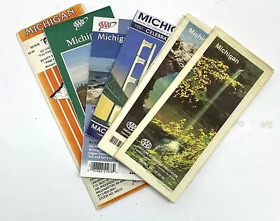 Lot Of 6 Vintage Michigan Maps AAA & Flip Grand Rapids Traverse City Great Lakes • $18.97