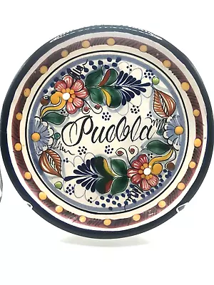 Talavera  PUEBLA  Mexico Artist SIGNED Hanging Wall Plate Floral Pottery Vintage • $16.95