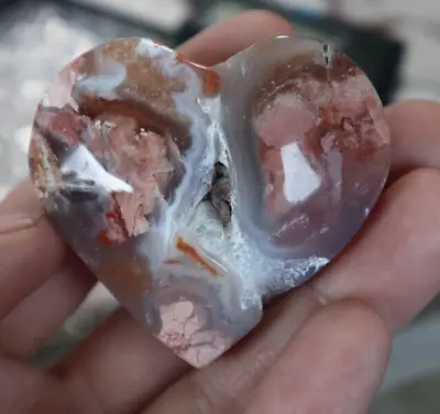 Pink Agate Heart 2.03 Inches/ 73 Grams • $12.50