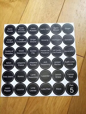 £1.99 • Buy No 5 Spice Herb Storage Pantry Jar 3.5cm Labels Round  Stickers 36pc
