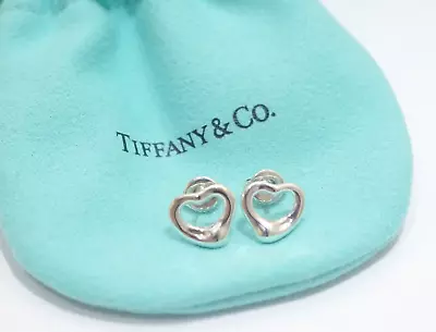 Tiffany & Co. Sterling Silver Elsa Peretti Open Heart Earrings • $145