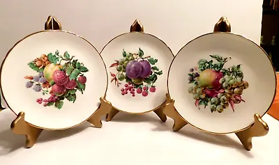 Tuscan English Bone China Set Of 3 Vintage 8 1/4  D. Fruit Motif Plates Unused • $28