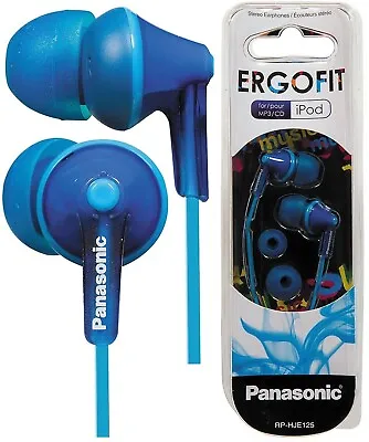 Panasonic RP-HJE125E-A Ergo Fit  Earphones Headphones For IPhone IPod MP3 - BLUE • £10.89