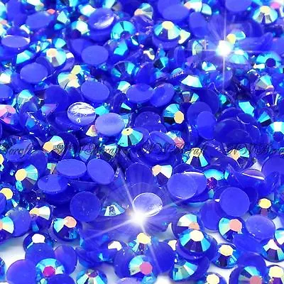 Royal Blue AB 1000pcs Rhinestone Beads Flat Back Nail Art Craft Gems • £1.79