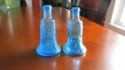 Vintage Blue Glass Salt And Pepper Shakers Liberty Bellaker Of Th • $9.99