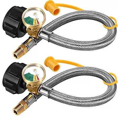 2 Packs 15 Inch RV Propane Hoses With Gauge Stainless Steel Braided Camper Ta... • $37.42