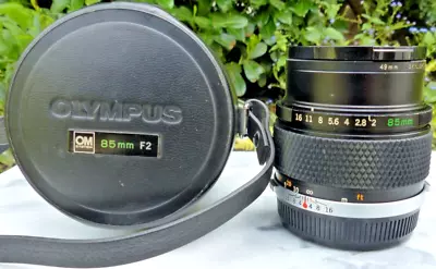 Olympus OM Zuiko 85mm F2 Portrait Lens Inc Olympus Case Olympus Filter + Caps. • £94