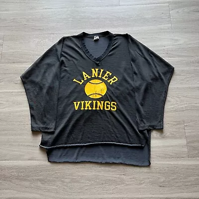 Vintage Champion Shirt Mens Extra Large Black 70s Lanier Vikings Sports Retro • $39.99