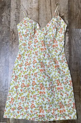 Wet Seal 90s Mimi Chica Size 5 Dress Spaghetti Strap Yellow Floral • $12.99