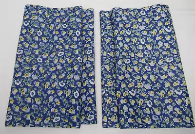 Laura Ashley Valance Curtain Primrose Polyanthus Blue Floral 18x84 Set Of 2 • $34.99