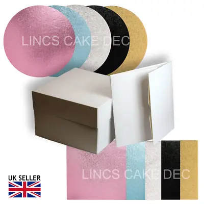 Square/ Round Cake Board/ Drum With Cake Box- Coloured Cake Boards/ Drums/Baking • £10.55
