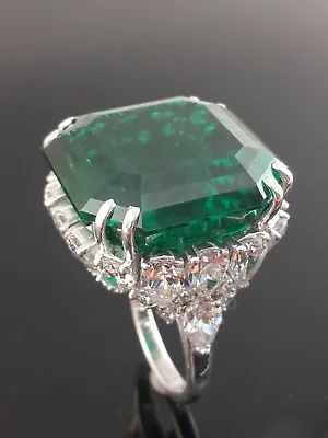 Columbian Emerald Asscher Cocktail Ring 925 Sterling Silver Handmade Jewelry New • $357.94