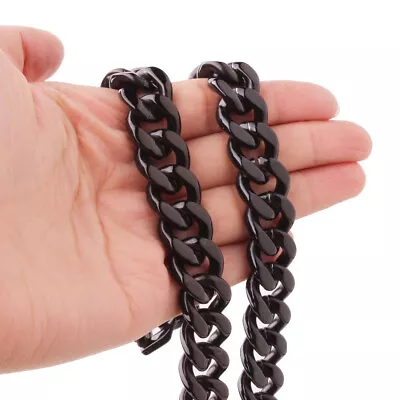 Heavy Black Tone Stainless Steel 15mm Curb Cuban Link Chain Necklace Bracelet • $6.95