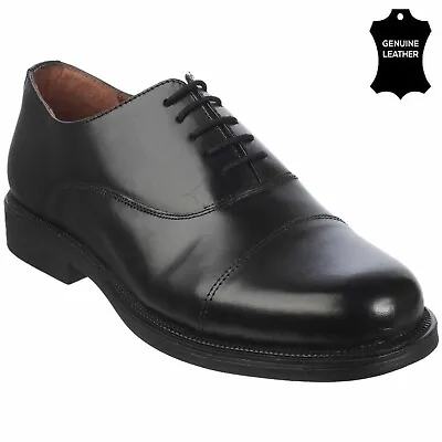 Scimitar Men's Parade Capped Oxford Cadet Boots Black Leather School Dress Shoes • £25.95