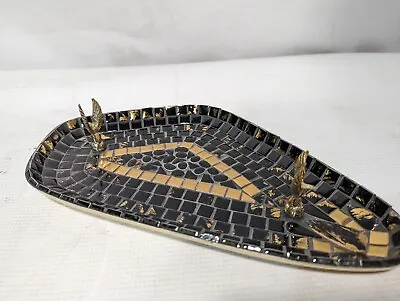 Vintage Mosaic Tray Black And Gold With Eagles 12 Inches By 6.75 Inches • $99.99