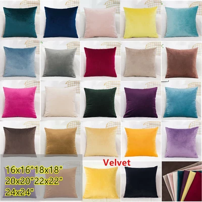£5.39 • Buy 16  18  20  22  24  Large Velvet Plain Cushion Cover Pillow Case Home Sofa Decor